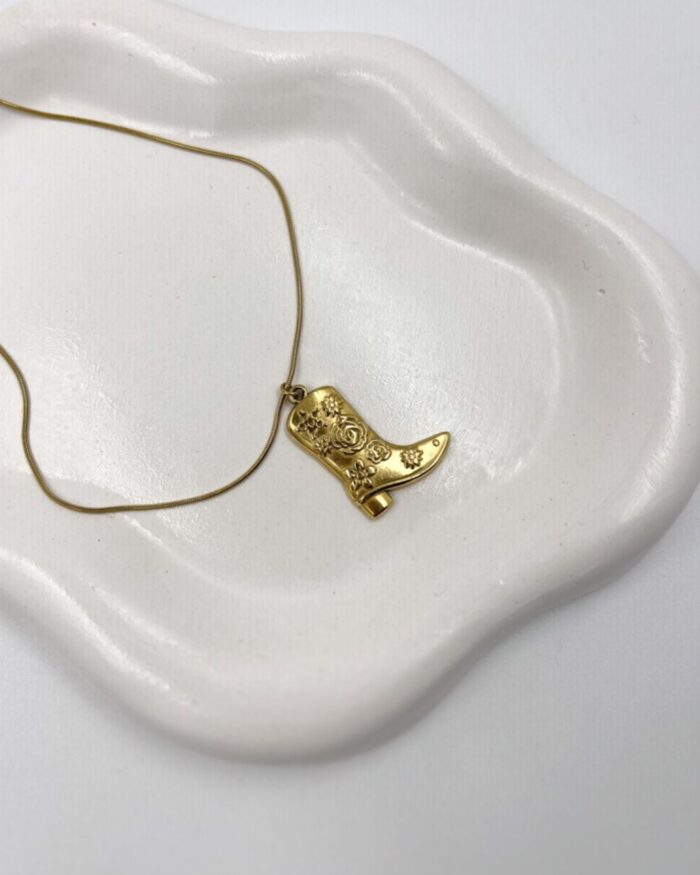 Desenli Çizme Kolye Gold - Görsel 1