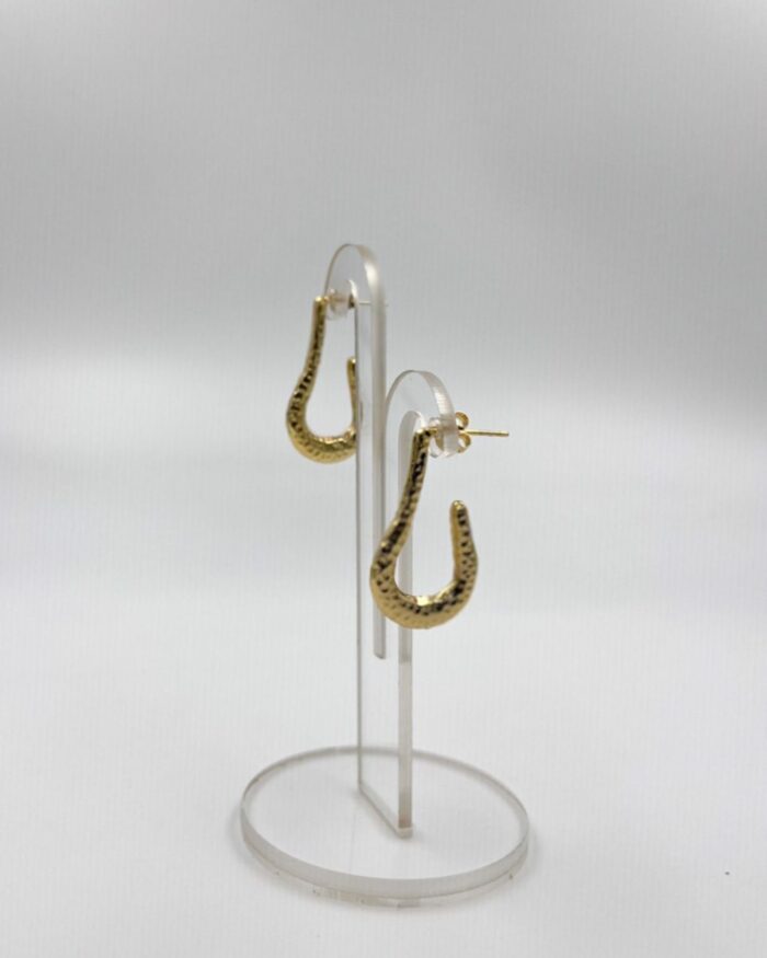 Dokulu Kanca Küpe - Gold - Görsel 2