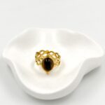 Kahverengi Taş Detaylı Altın Kaplama Çelik Yüzük