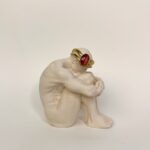 Kırmızı Taş Detaylı Vintage Çelik Yüzük