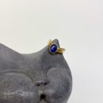 Lacivert Taş Detaylı Vintage Çelik Yüzük