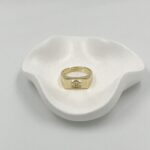 Taş Detaylı Altın Kaplama Çelik Yüzük