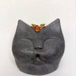 Turuncu Taş Detaylı Vintage Çelik Yüzük