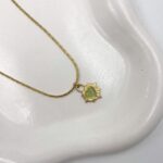 Yeşil Detaylı Kalp Kolye Gold