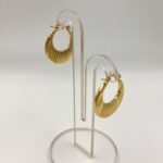 Çizgi Desenli Halka Küpe - Gold