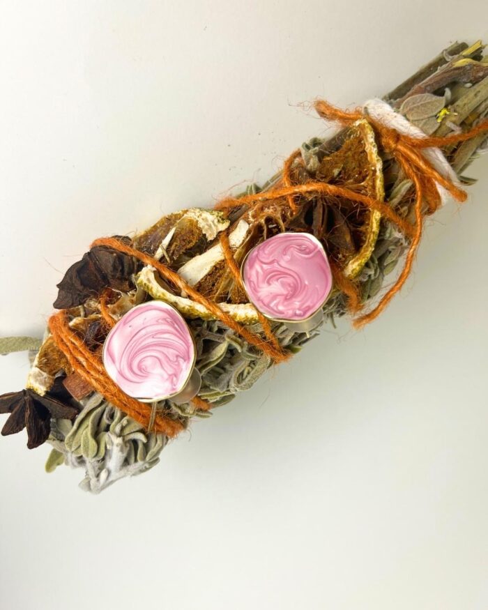 Yuvarlak Pembe Ebruli Küpe - Görsel 1